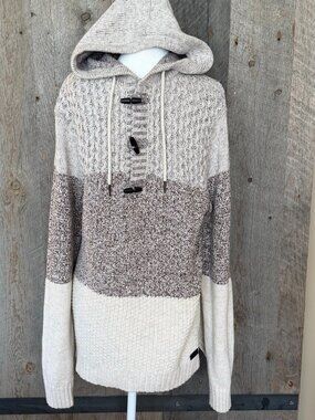 Outpost Men's Sweater 3/4 Pullover, Toggle Buttons & Hood Size M